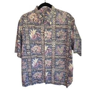 Vintage 90's Reyn Spooner Hawaiian Medium Purple Floral Aloha‎ Button Up Shirt